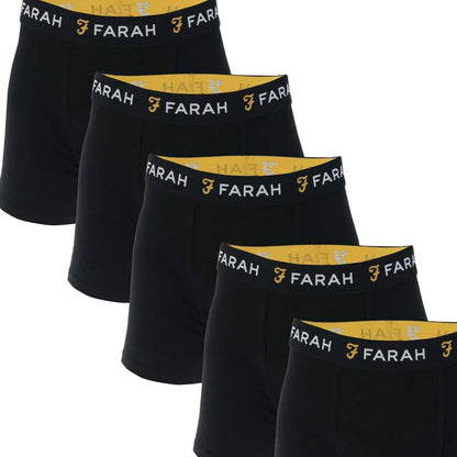 Black - Side - Farah Mens Chorley Boxer Shorts (Pack of 5)