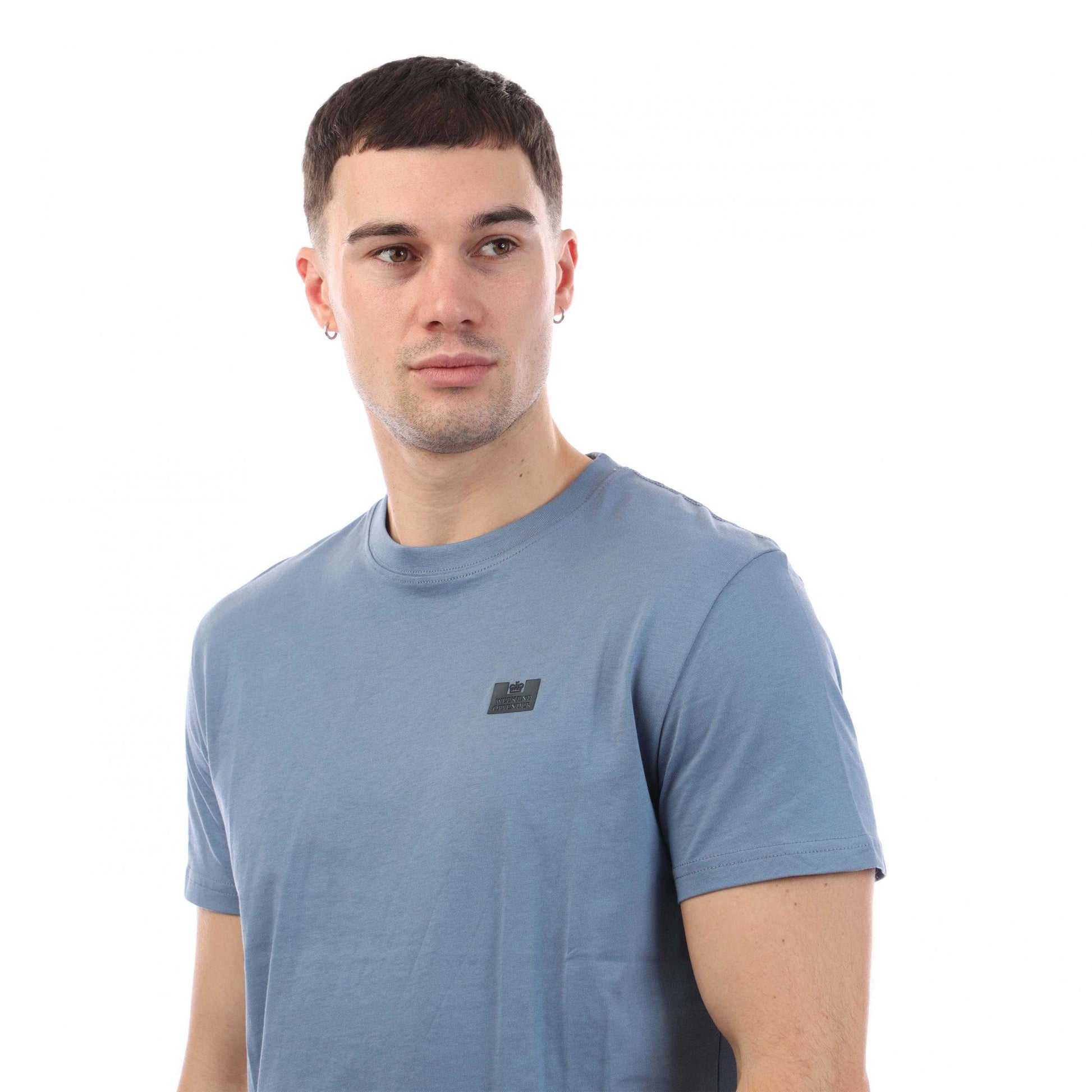 Blue - Side - Weekend Offender Mens Bridgetown Logo T-Shirt