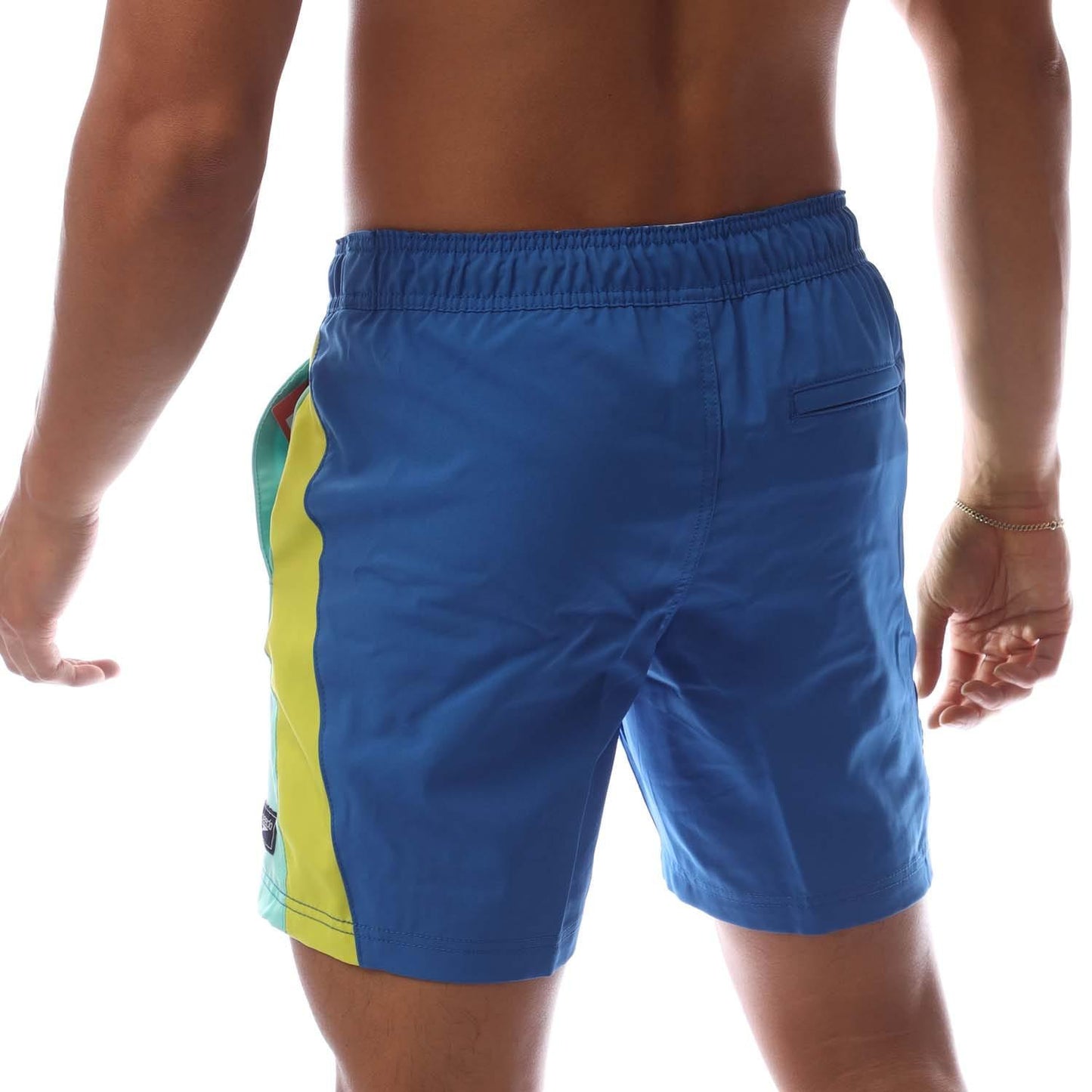 Blue - Back - Speedo Mens Redondo Edge Volley Colour Block Swim Shorts