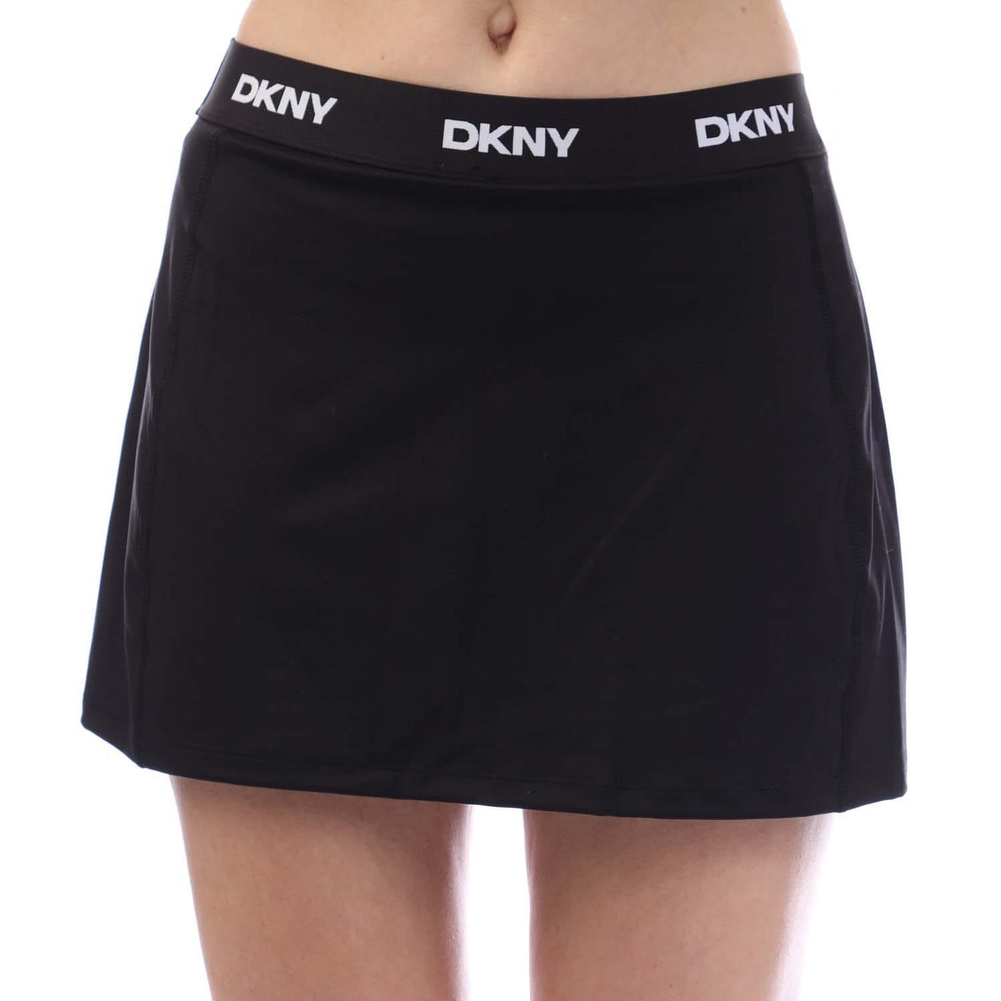 Black - Front - DKNY Womens-Ladies Elastic Compression Mini Skirt