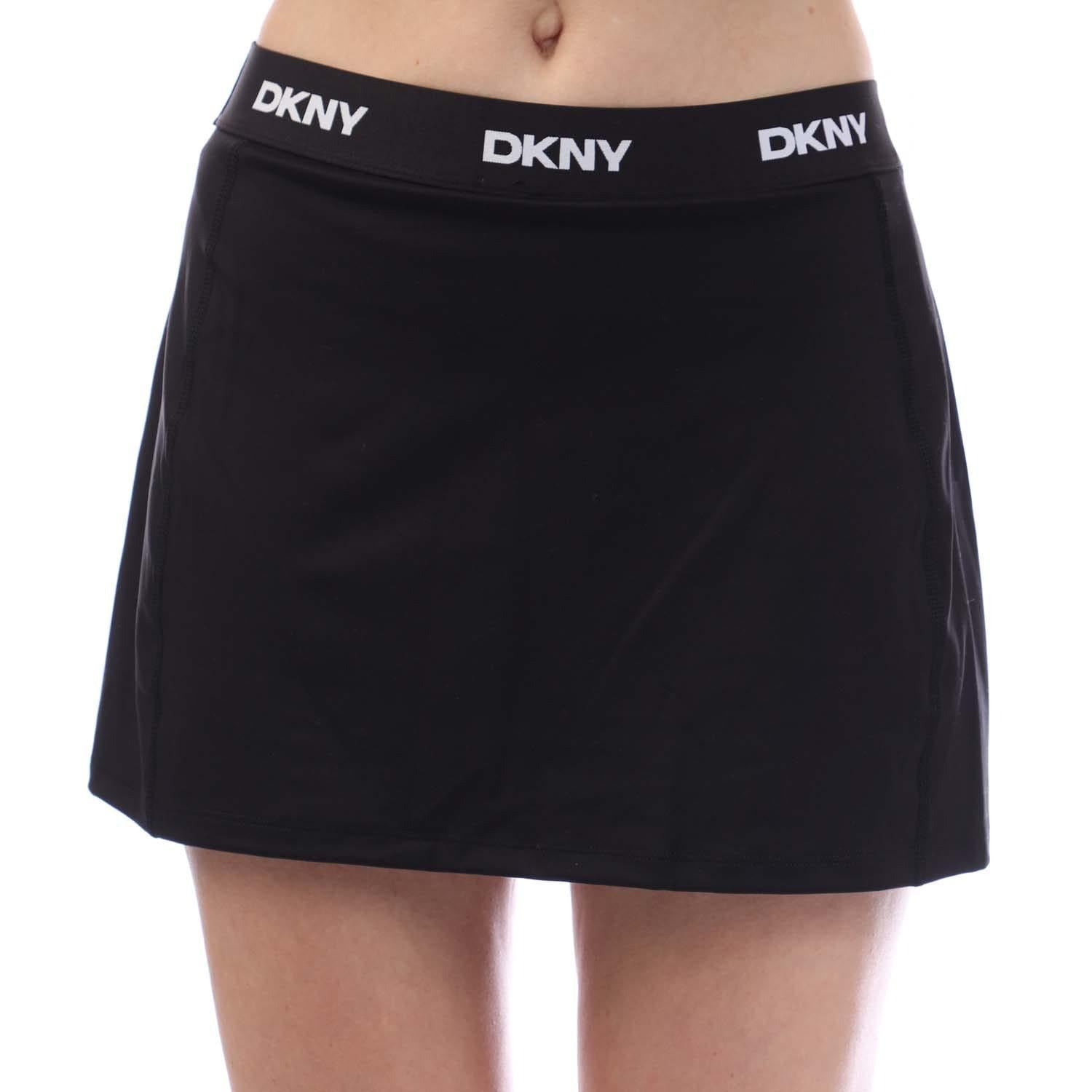 Black - Front - DKNY Womens-Ladies Elastic Compression Mini Skirt