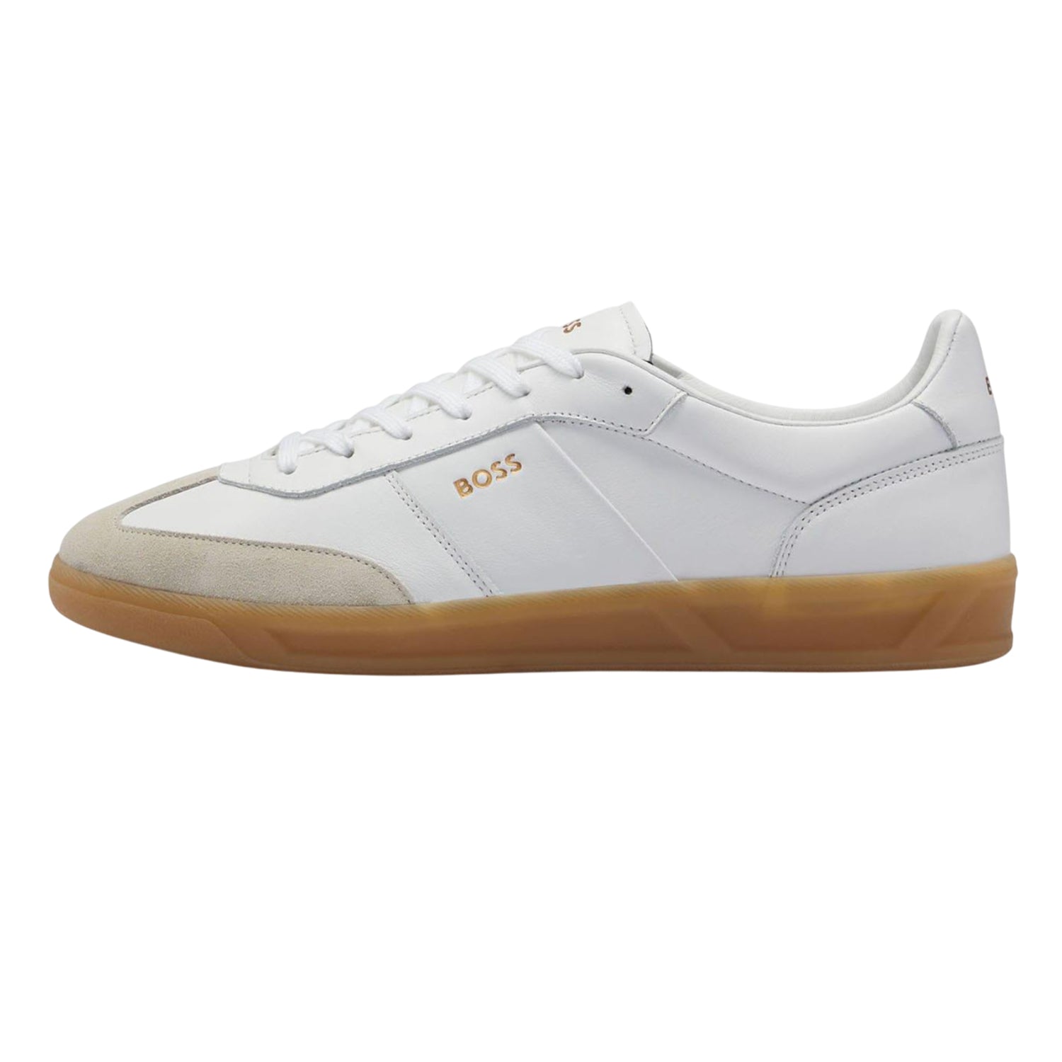 White - Lifestyle - Boss Mens Brandon Suede Trainers