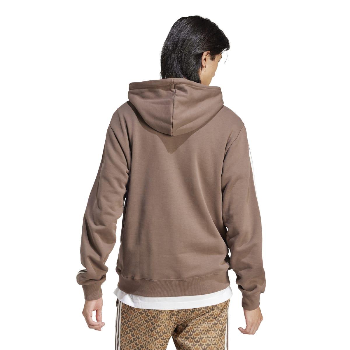 Brown - Back - Adidas Mens Classic Mono Print Hoodie