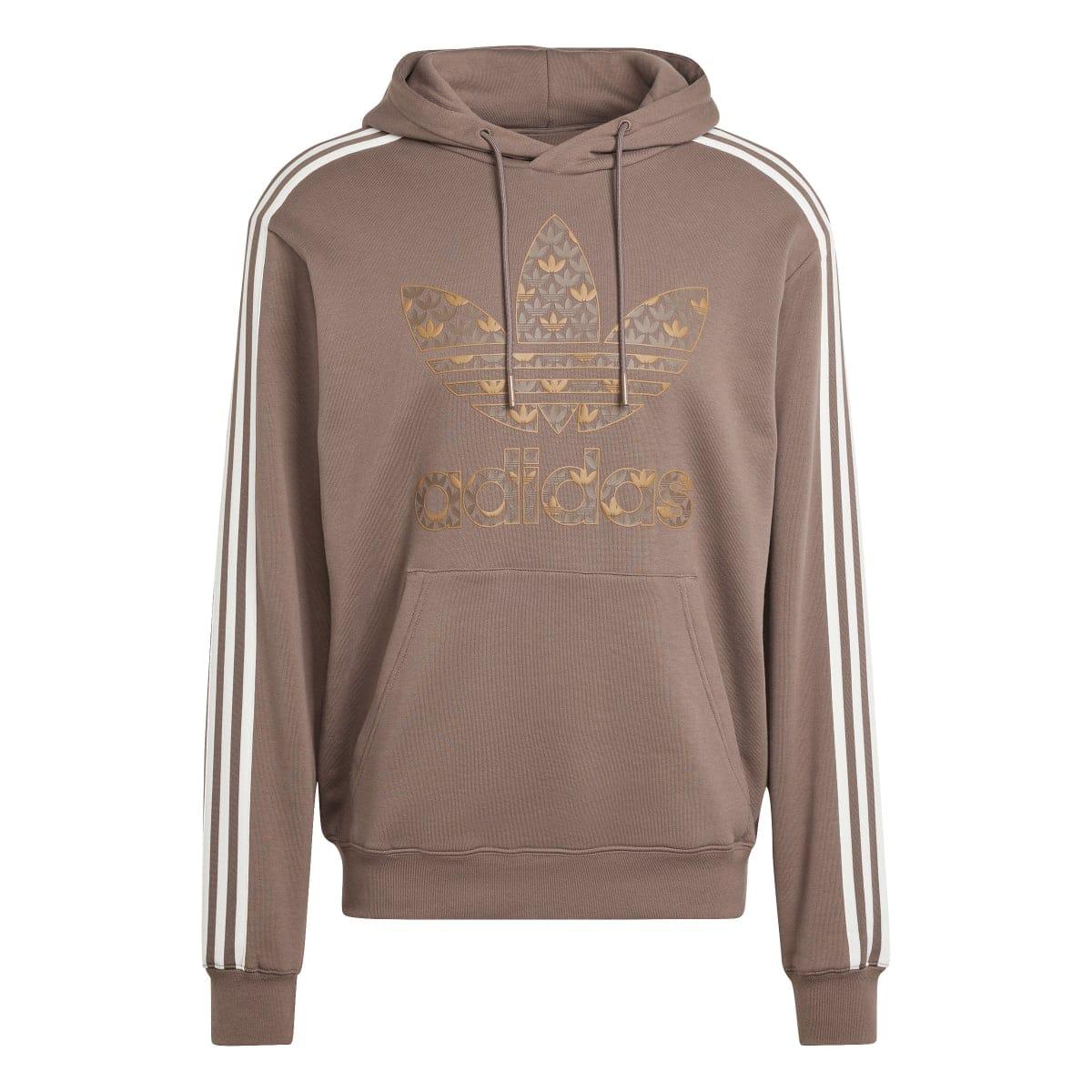 Brown - Front - Adidas Mens Classic Mono Print Hoodie