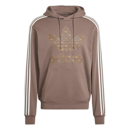Brown - Front - Adidas Mens Classic Mono Print Hoodie