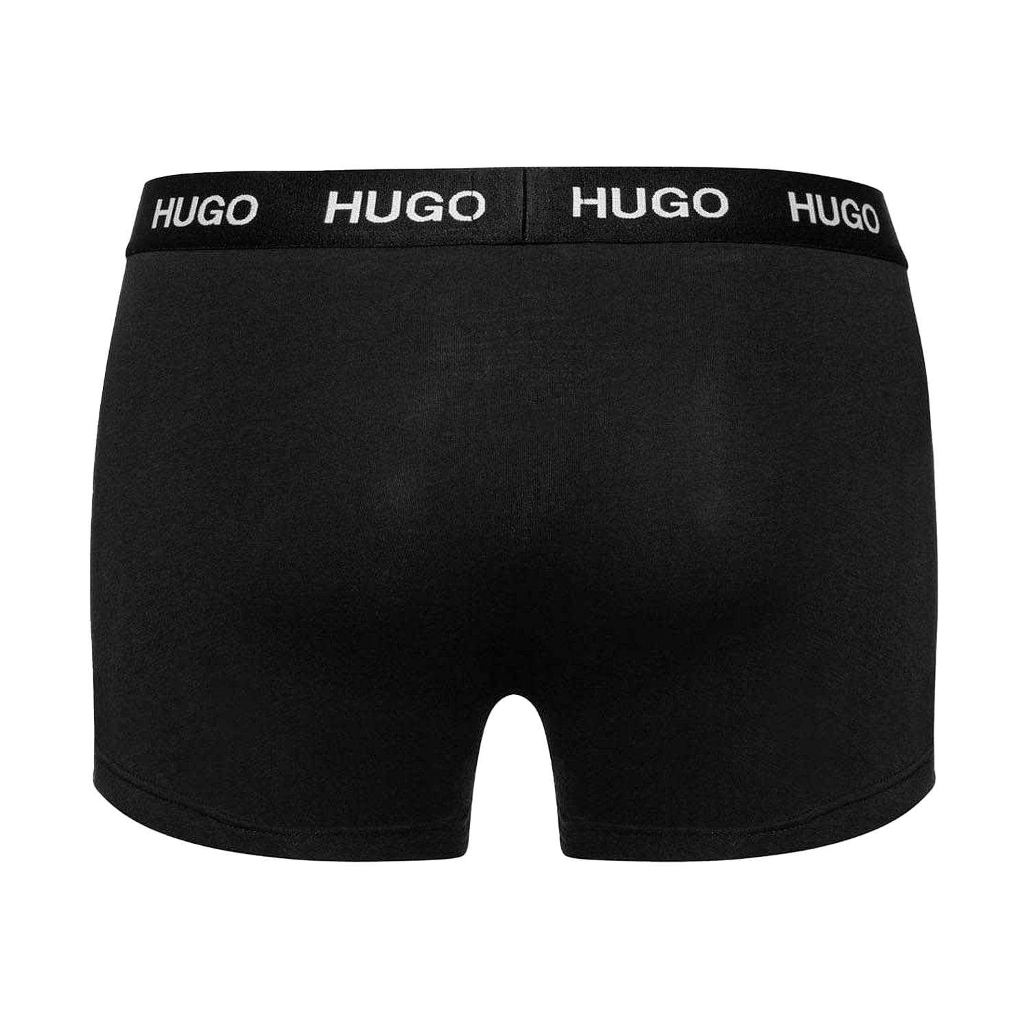 Black - Back - Hugo Mens Plain Cotton Blend Boxer Shorts (Pack of 3)