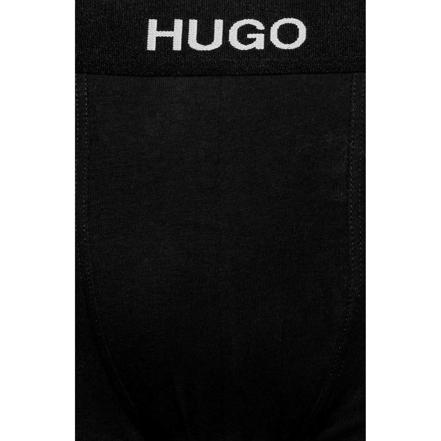 Black - Side - Hugo Mens Plain Cotton Blend Boxer Shorts (Pack of 3)