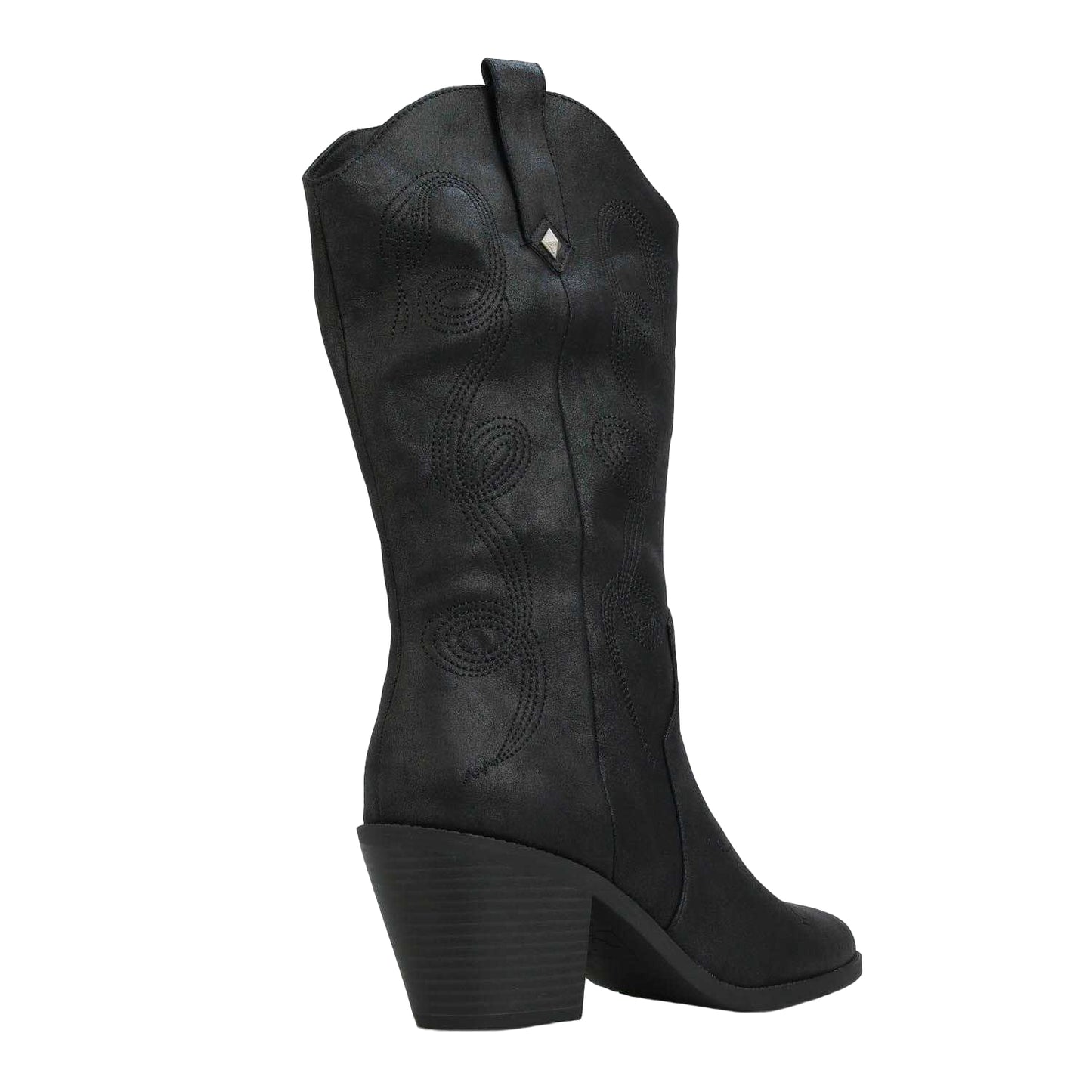 Black - Back - Rocket Dog Womens-Ladies Feria Embroidered Cowboy Boots