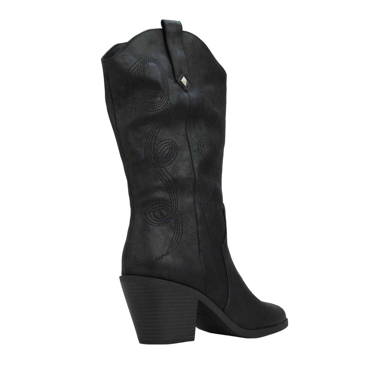 Black - Back - Rocket Dog Womens-Ladies Feria Embroidered Cowboy Boots