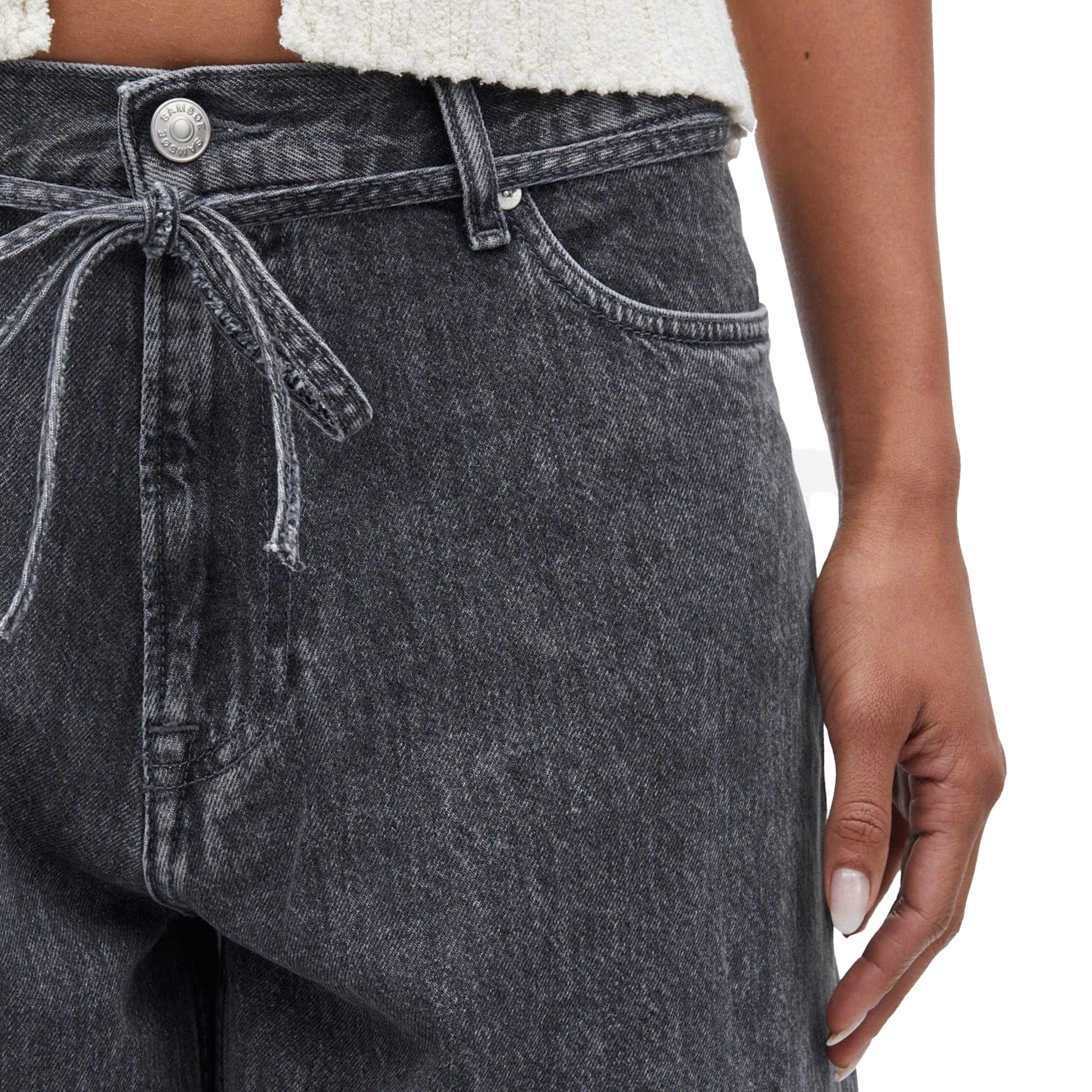 Grey - Side - Samsøe Samsøe Mens Saharper Tie Belt Jeans