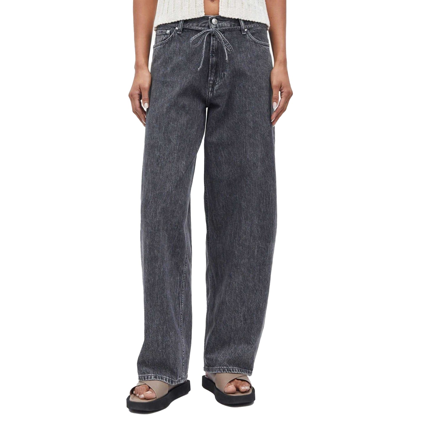Grey - Front - Samsøe Samsøe Mens Saharper Tie Belt Jeans