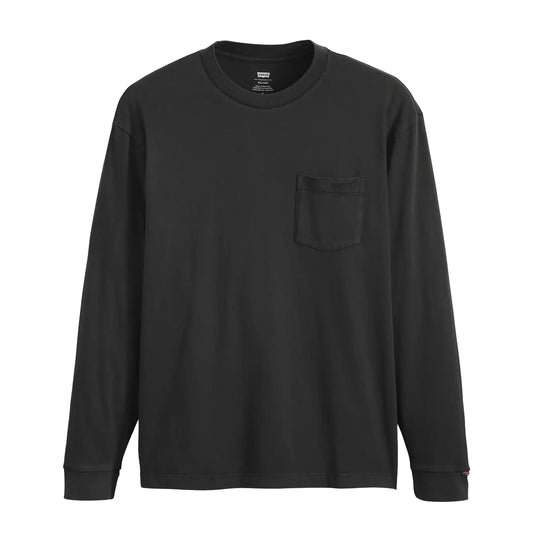 Black - Front - Levis Mens Authentic Pocket Long-Sleeved T-Shirt