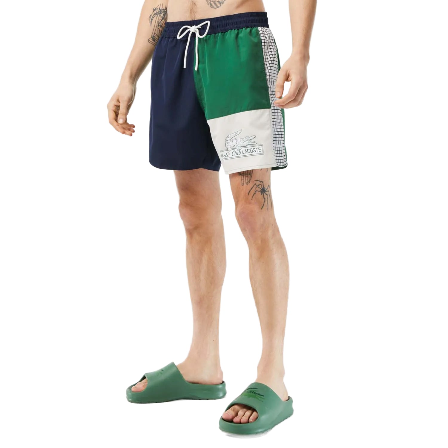 Multicoloured - Back - Lacoste Mens Panel Swim Shorts