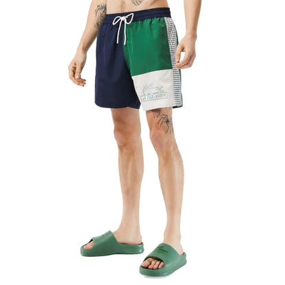 Multicoloured - Back - Lacoste Mens Panel Swim Shorts