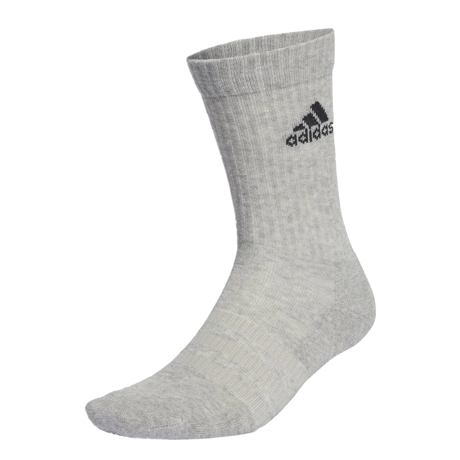 Grey-White - Back - Adidas Unisex Adult Cushioned Crew Socks (Pack of 3)
