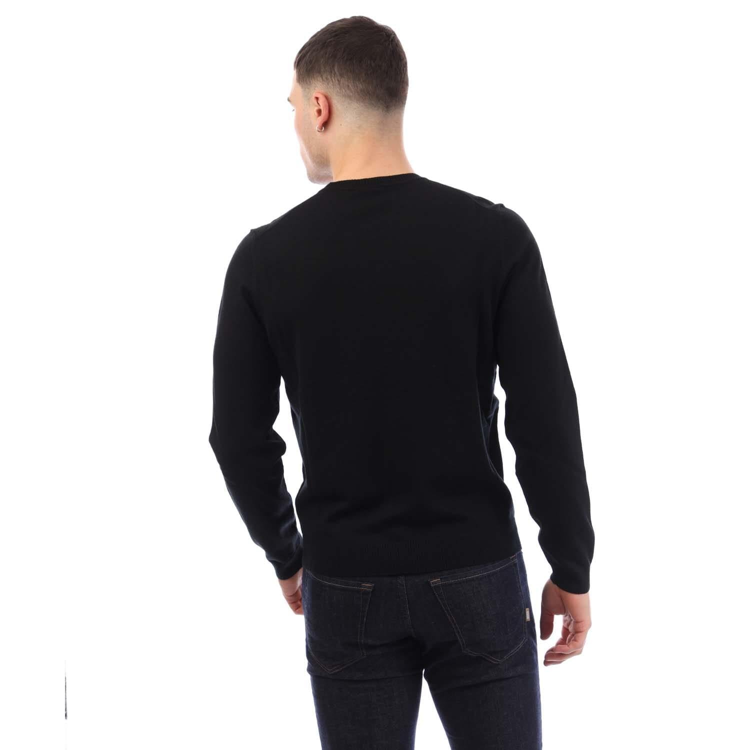 Black - Back - Boss Mens Bagritte-E Extra-Fine Merino Wool Sweatshirt