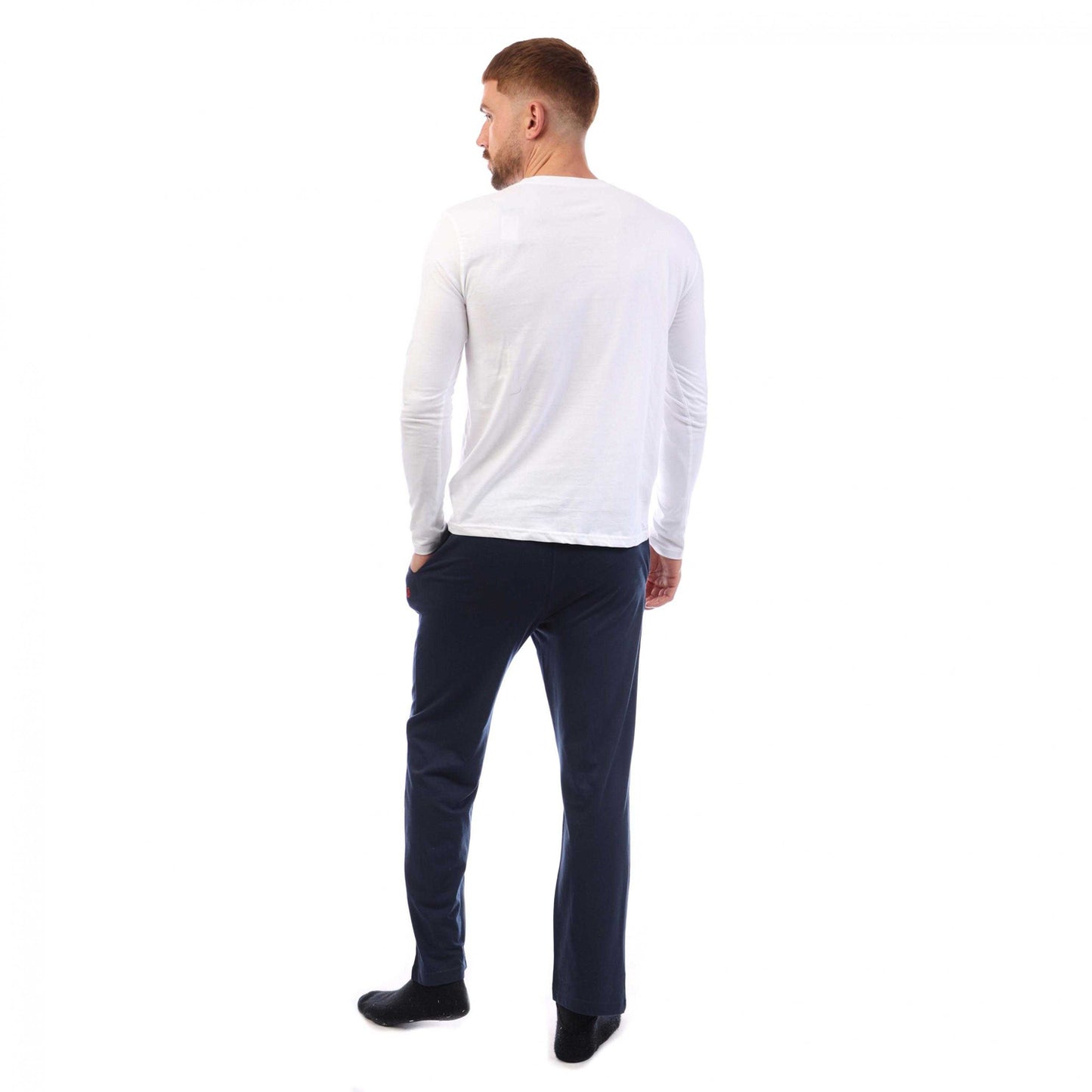 White-Navy - Back - Farah Mens Gruffyd Pyjama Set