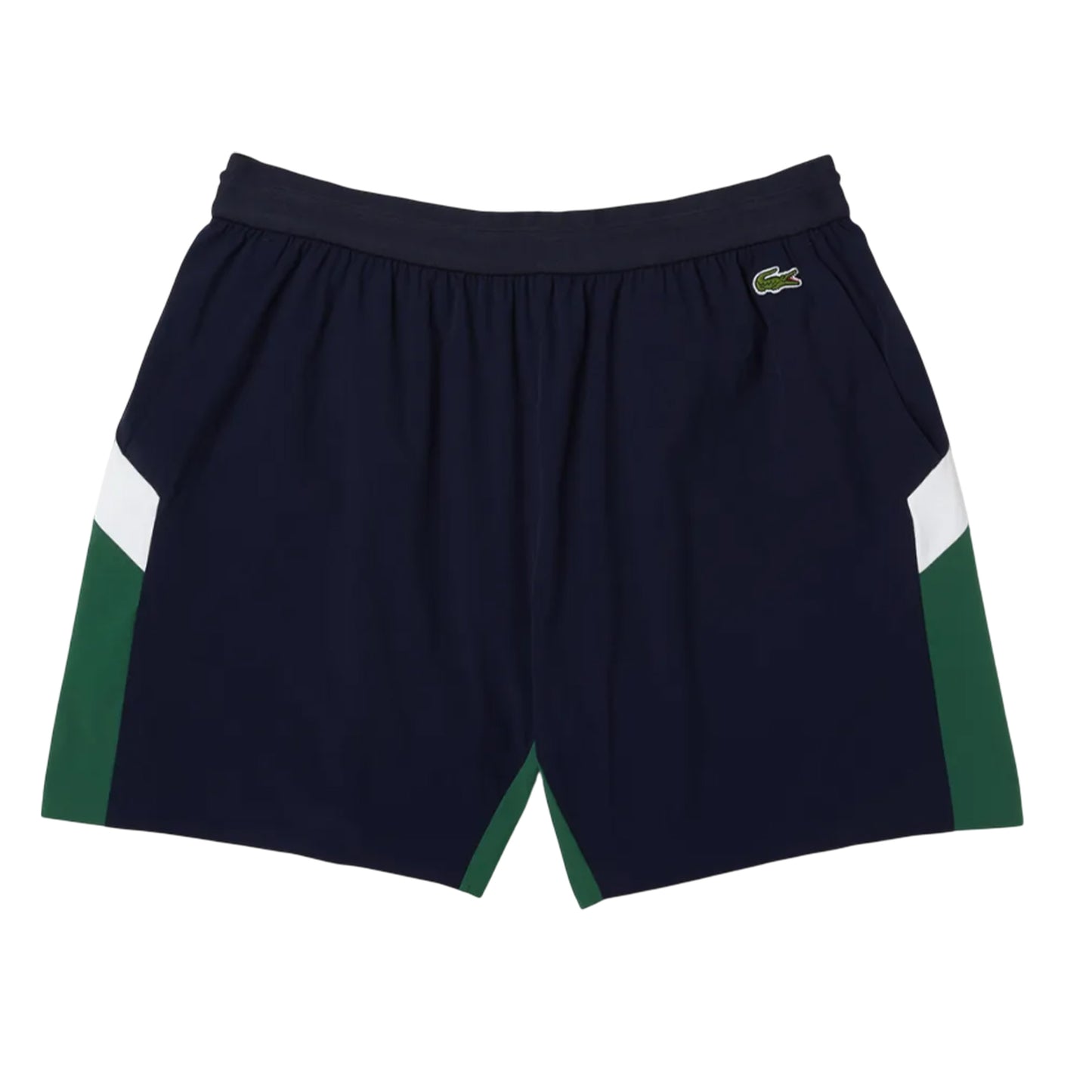 Navy Blue-Green-White - Front - Lacoste Mens Colour Block Recycled Polyamide Swimming Trunks