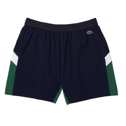 Navy Blue-Green-White - Front - Lacoste Mens Colour Block Recycled Polyamide Swimming Trunks