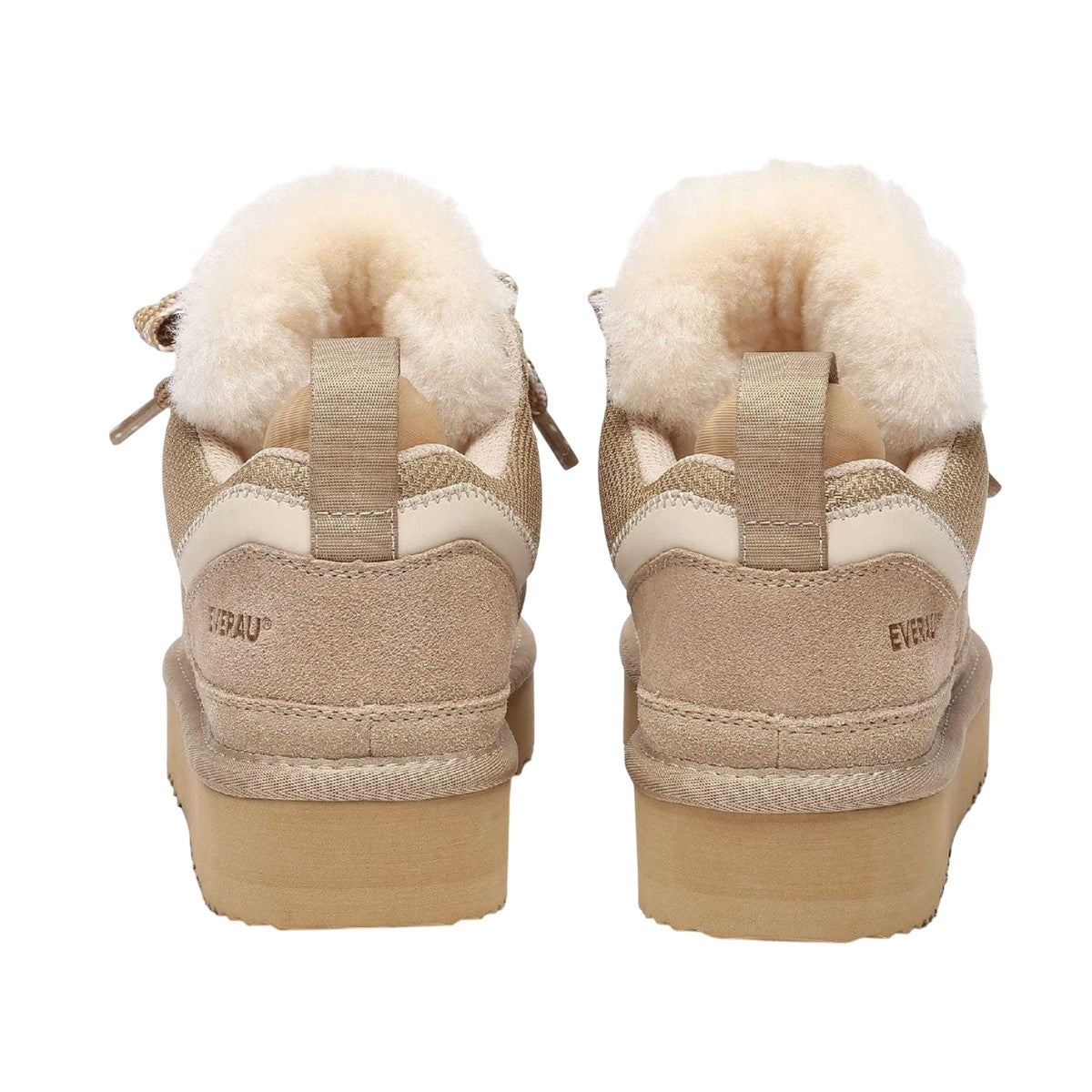 Sand - Back - EverAu Womens-Ladies Marbled Leather Trainers