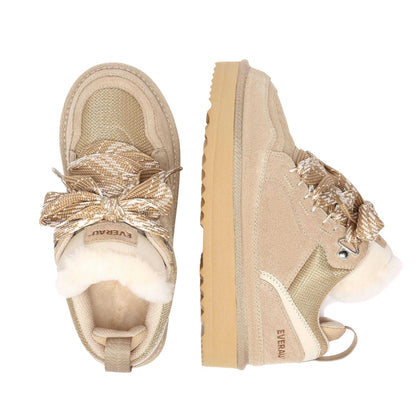 Sand - Pack Shot - EverAu Womens-Ladies Marbled Leather Trainers