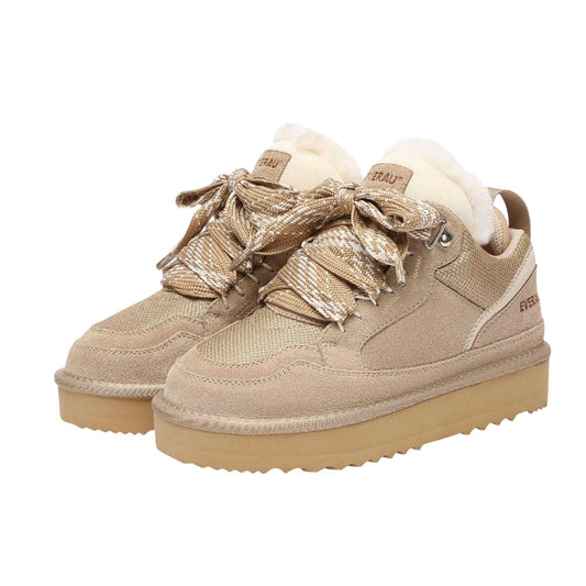 Sand - Front - EverAu Womens-Ladies Marbled Leather Trainers