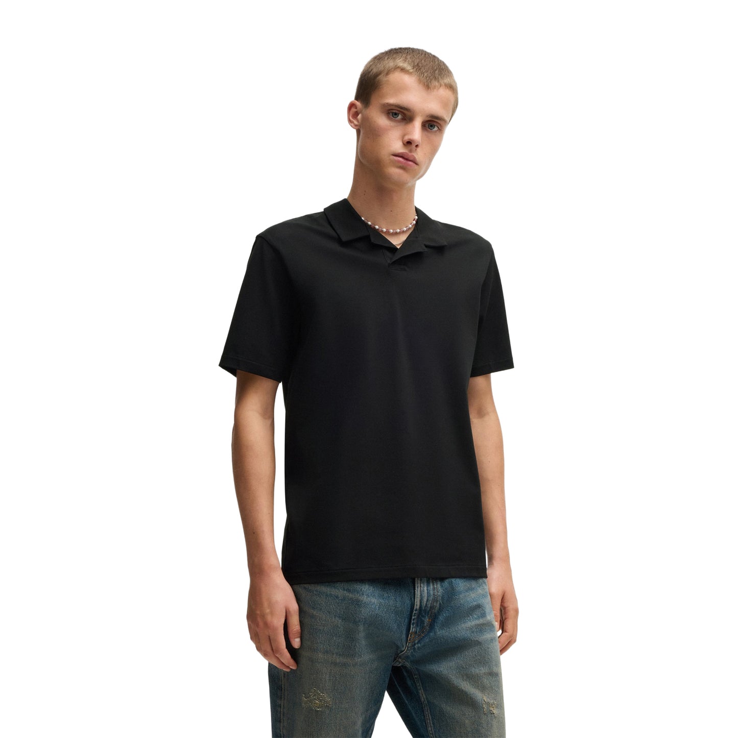 Black - Lifestyle - Hugo Mens Dimerspolo Cotton Stretch Polo Shirt