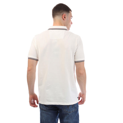 White - Back - Weekend Offender Mens Vancouver Tipped Polo Shirt