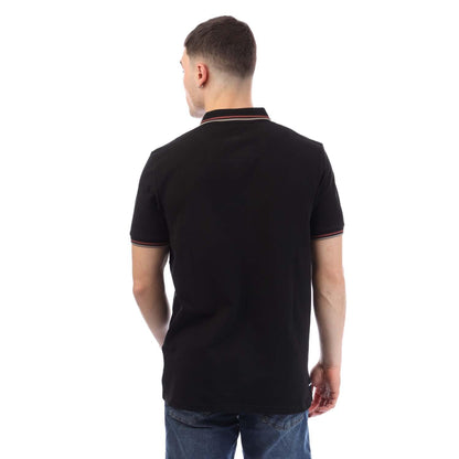 Black - Back - Weekend Offender Mens Vancouver Tipped Polo Shirt