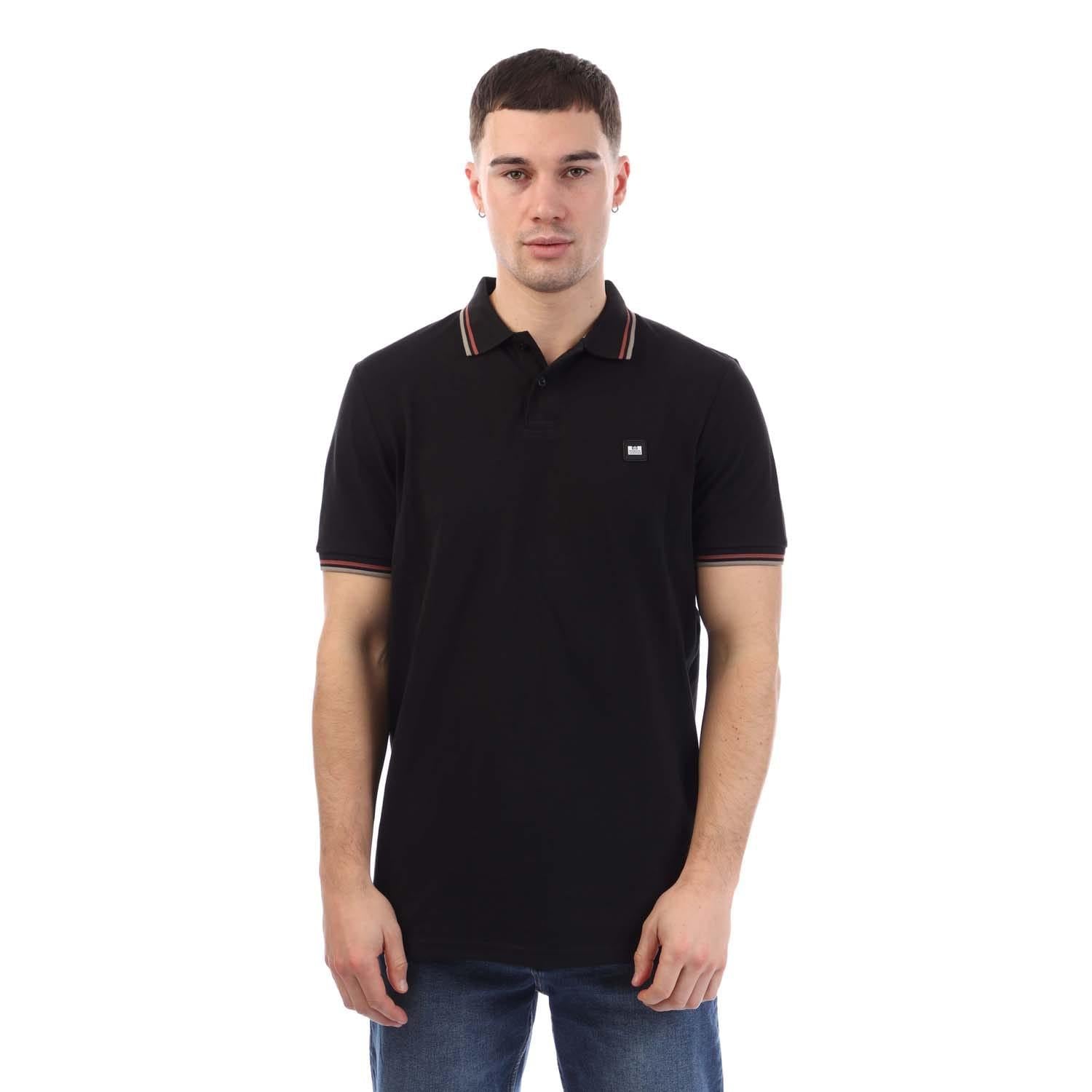 Black - Front - Weekend Offender Mens Vancouver Tipped Polo Shirt
