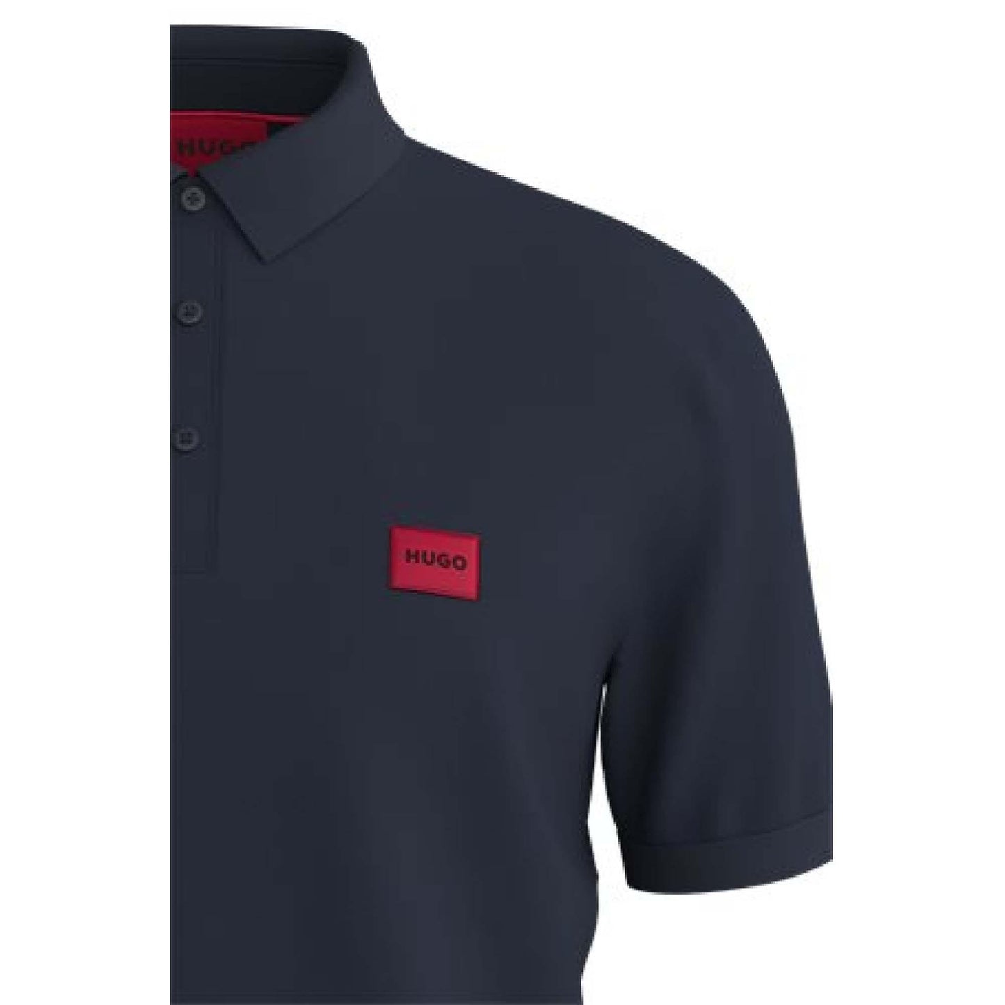 Blue - Side - Hugo Mens Dereso Logo Slim Polo Shirt