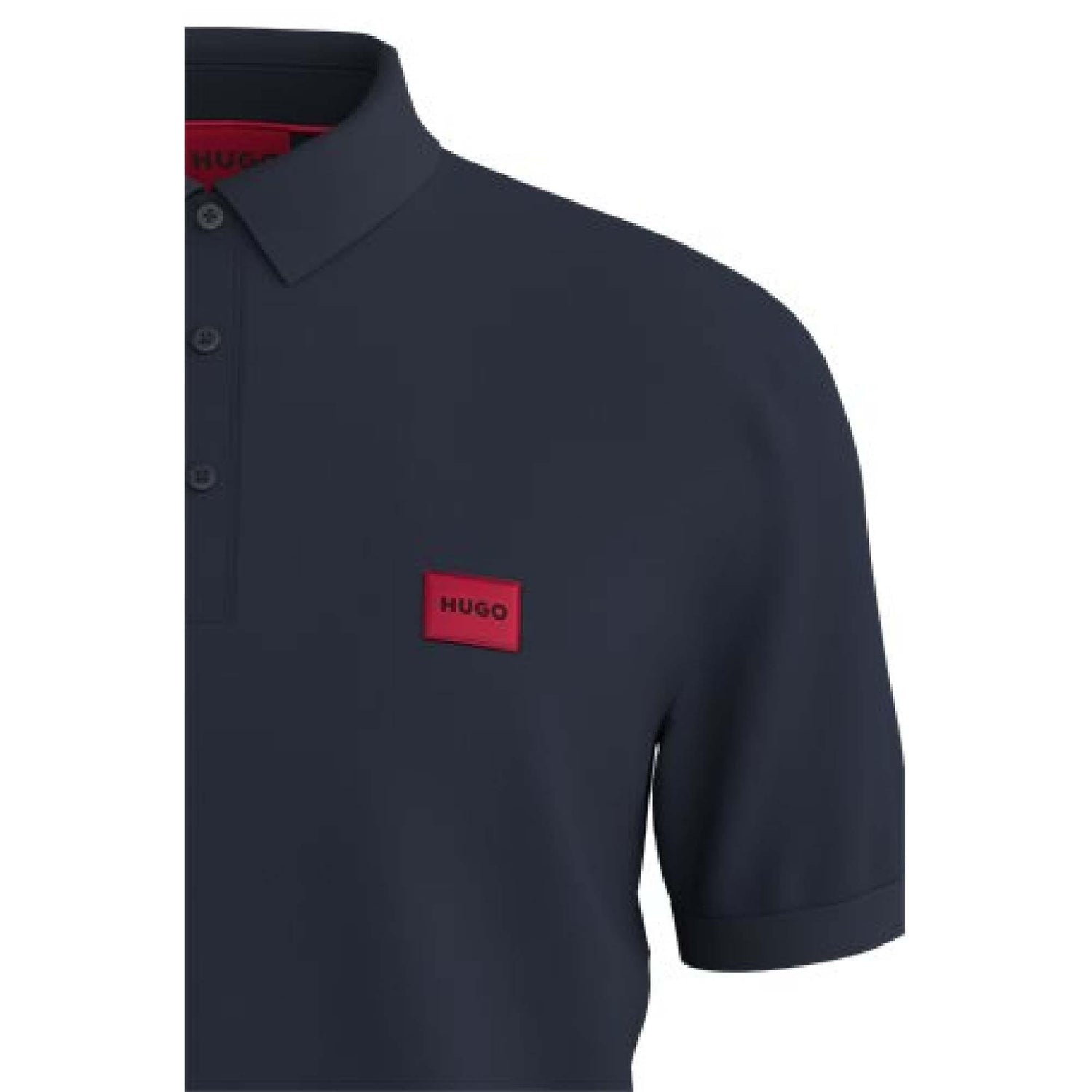 Blue - Side - Hugo Mens Dereso Logo Slim Polo Shirt