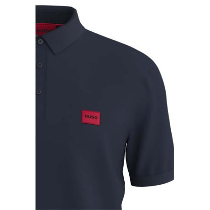 Blue - Side - Hugo Mens Dereso Logo Slim Polo Shirt