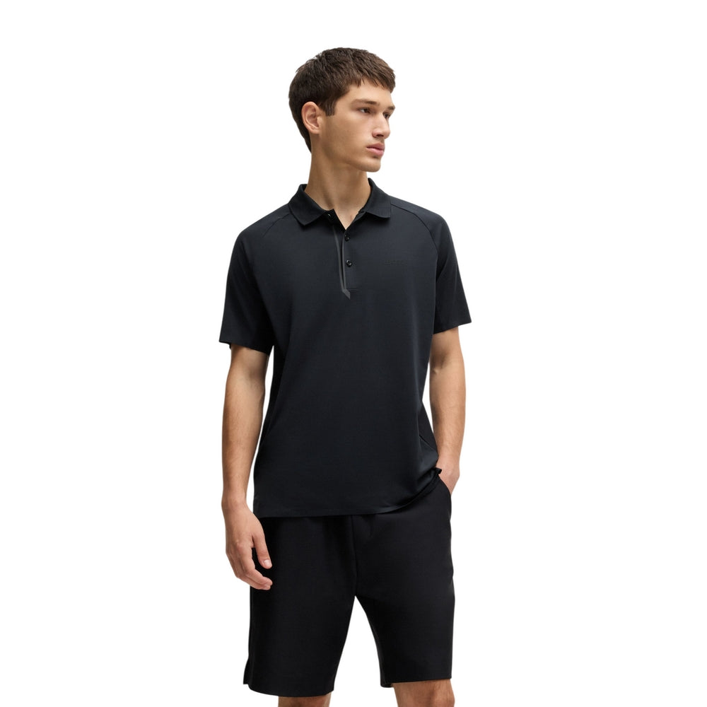 Black - Side - Boss Mens Paddy Tech Polo Shirt