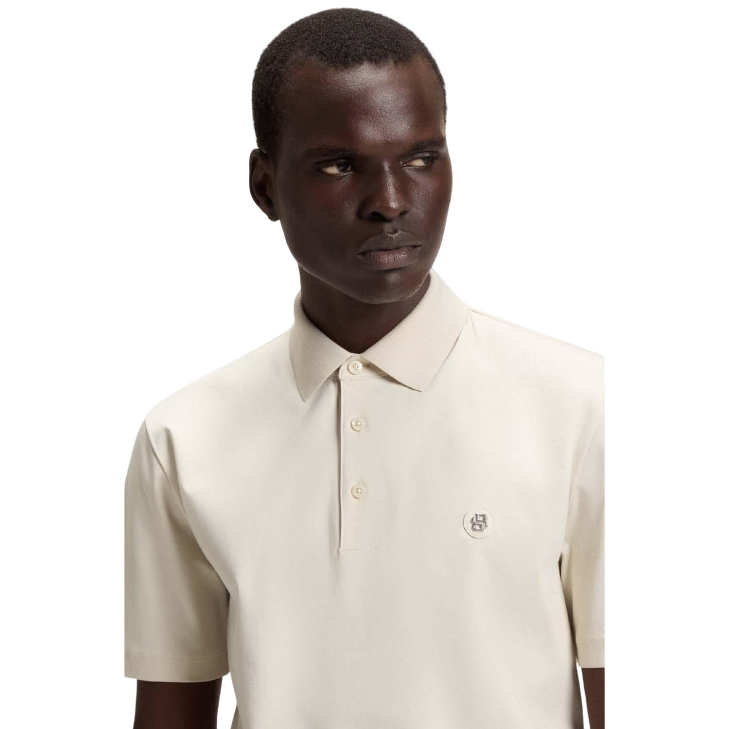Beige - Side - Boss Mens C-Parris Monogram Polo Shirt