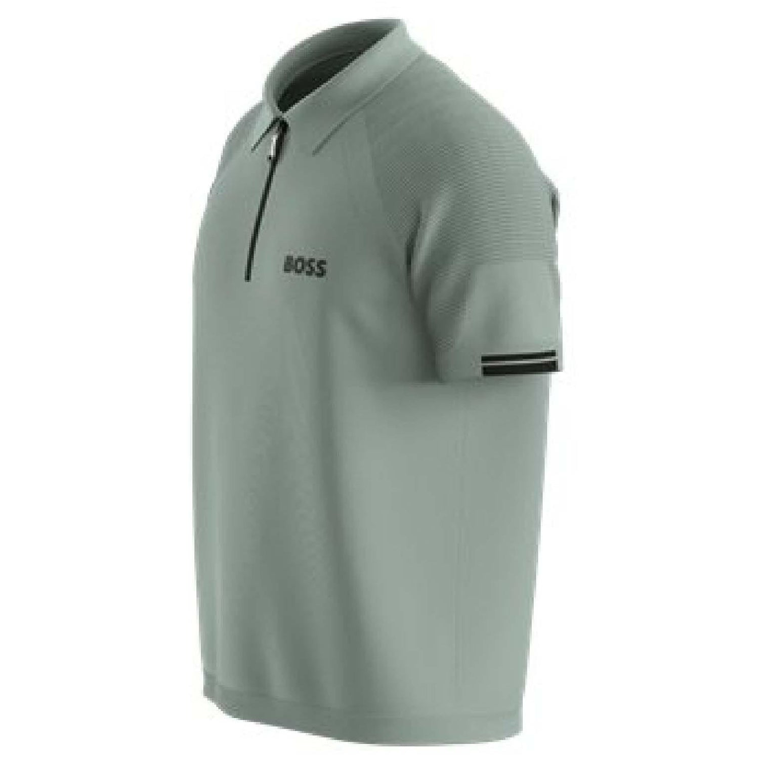 Green - Side - Boss Mens K Perform Max Zip Neck Polo Shirt