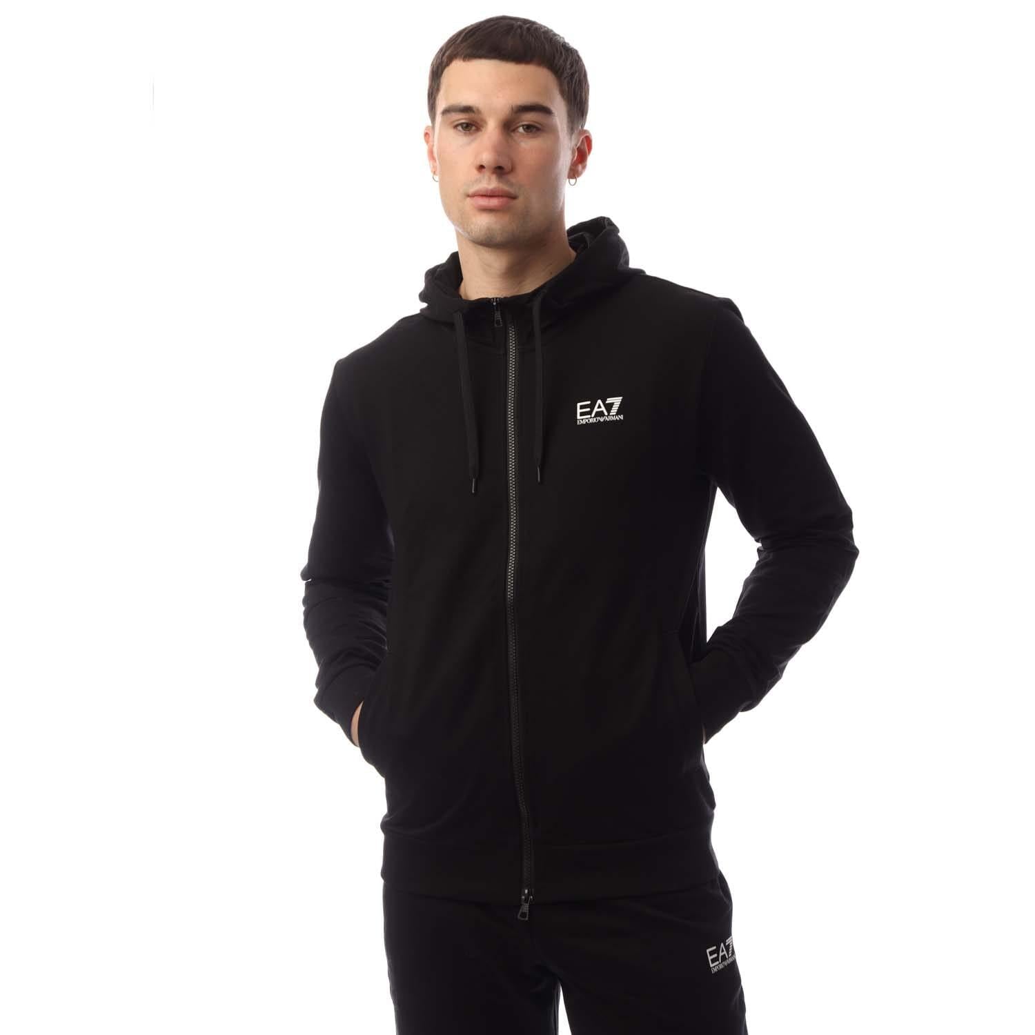 Black - Side - Emporio Armani EA7 Mens Core Identity Full Zip Tracksuit