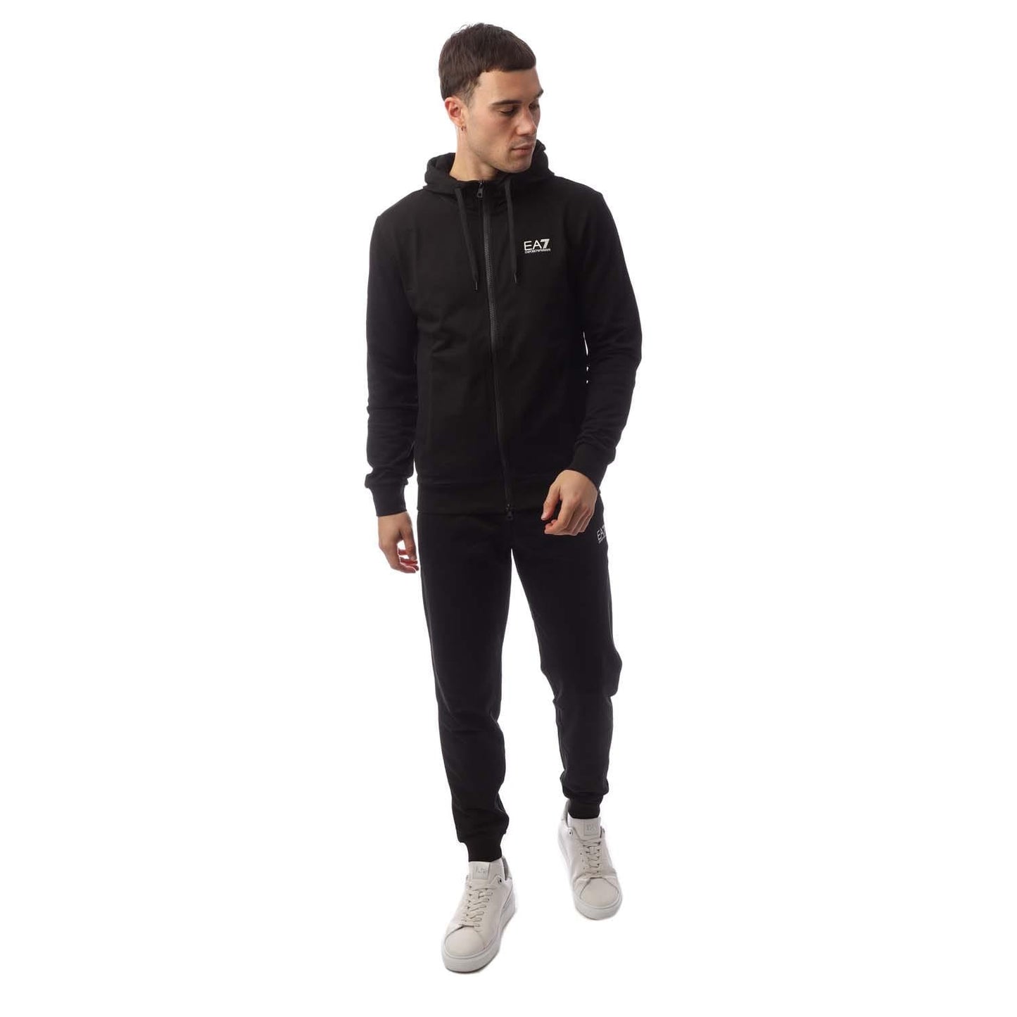 Black - Front - Emporio Armani EA7 Mens Core Identity Full Zip Tracksuit