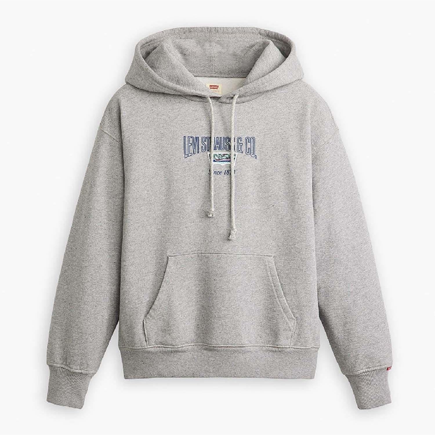 Grey - Front - Levis Womens-Ladies Heritage Graphic Hoodie