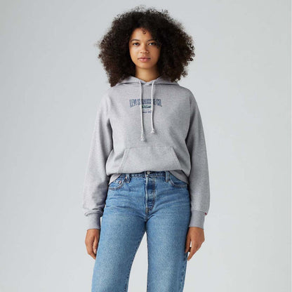 Grey - Back - Levis Womens-Ladies Heritage Graphic Hoodie