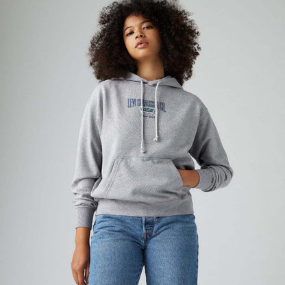 Grey - Pack Shot - Levis Womens-Ladies Heritage Graphic Hoodie