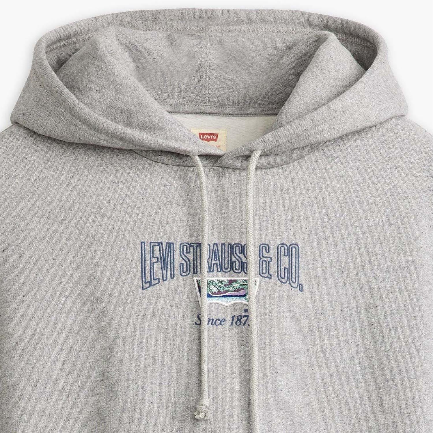 Grey - Close up - Levis Womens-Ladies Heritage Graphic Hoodie