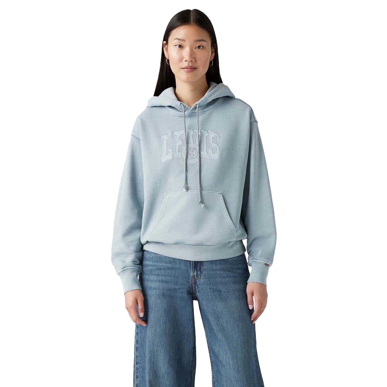 Blue - Front - Levis Womens-Ladies Heritage Graphic Hoodie