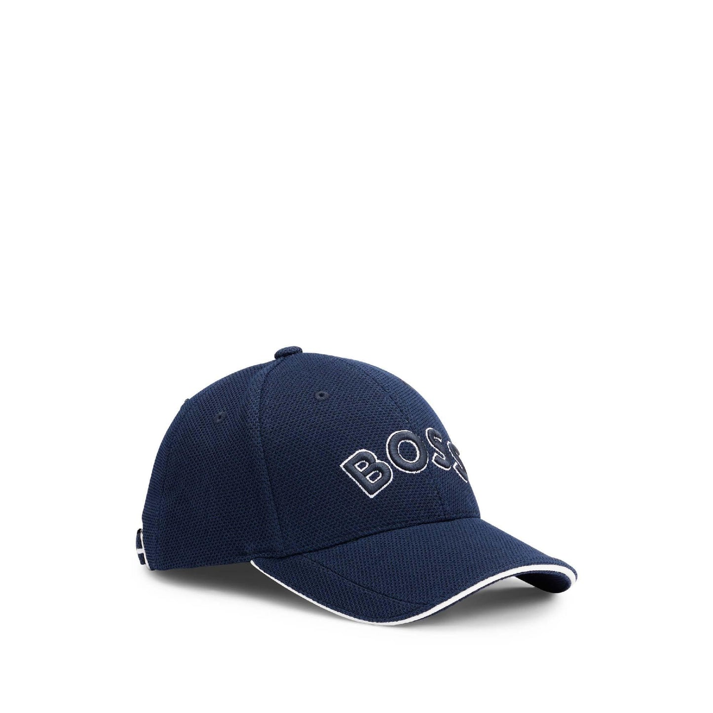 Dark Blue - Back - Boss Embroidered Logo Pique Baseball Cap