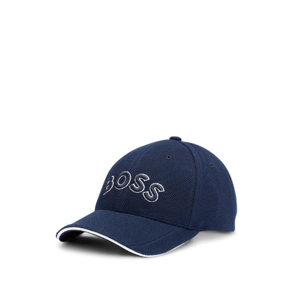 Dark Blue - Side - Boss Embroidered Logo Pique Baseball Cap