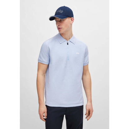 Dark Blue - Close up - Boss Embroidered Logo Pique Baseball Cap