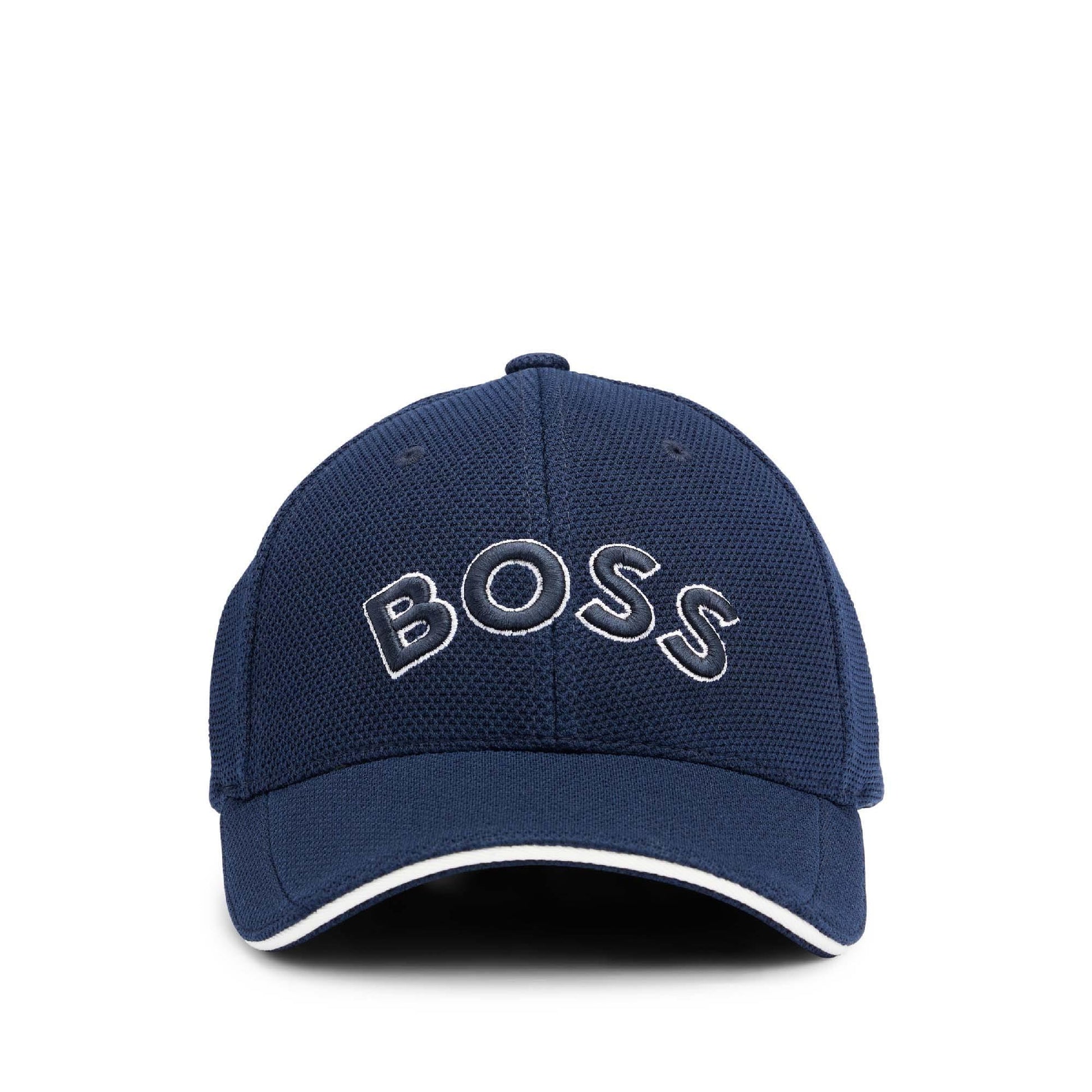 Dark Blue - Front - Boss Embroidered Logo Pique Baseball Cap
