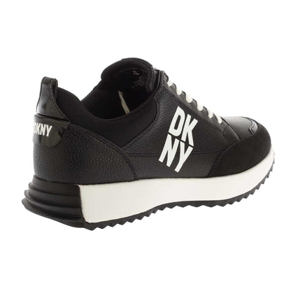 Black-White - Back - DKNY Womens-Ladies Nivens Lace Up Trainers