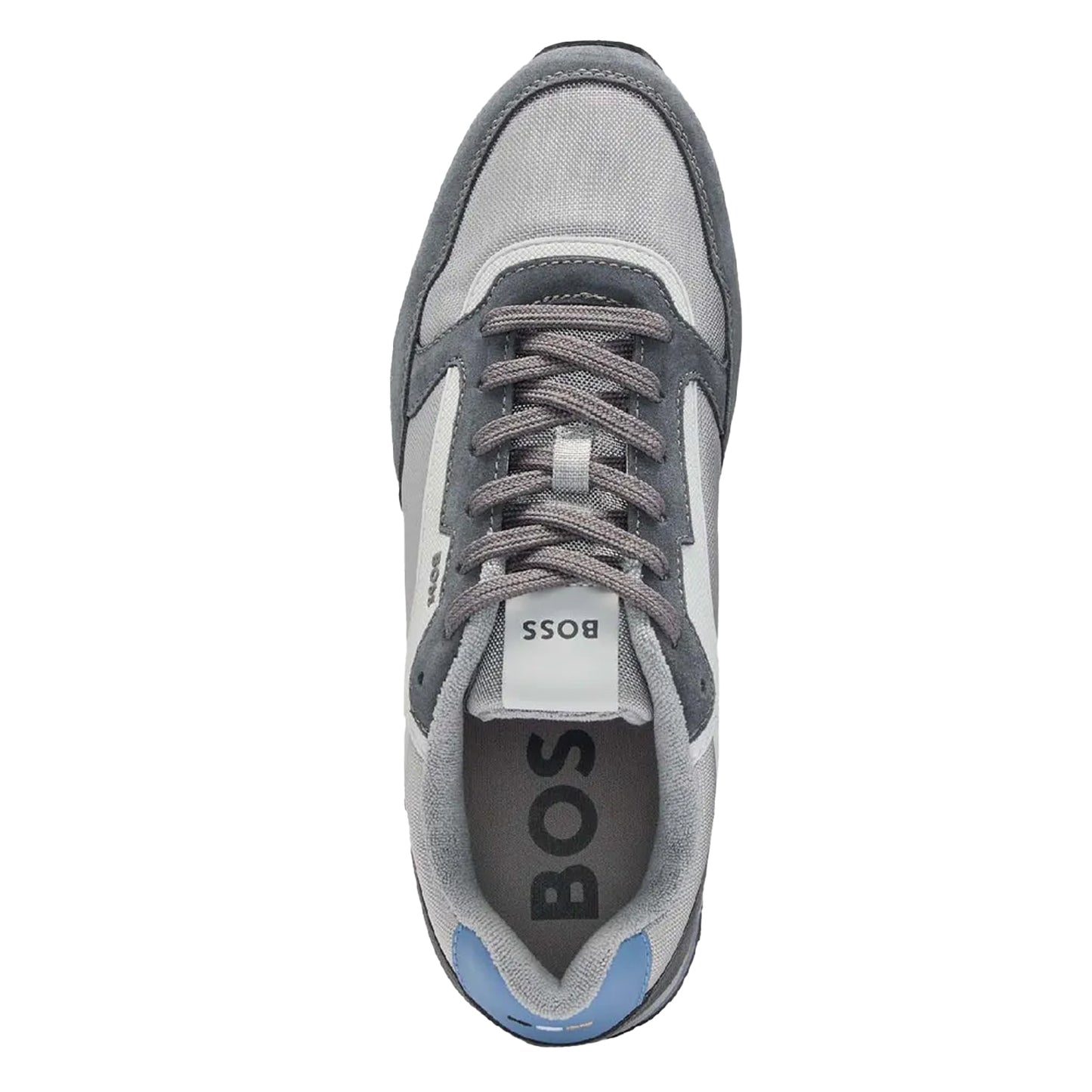 Grey - Side - Boss Mens Parkour-L Suede Trainers