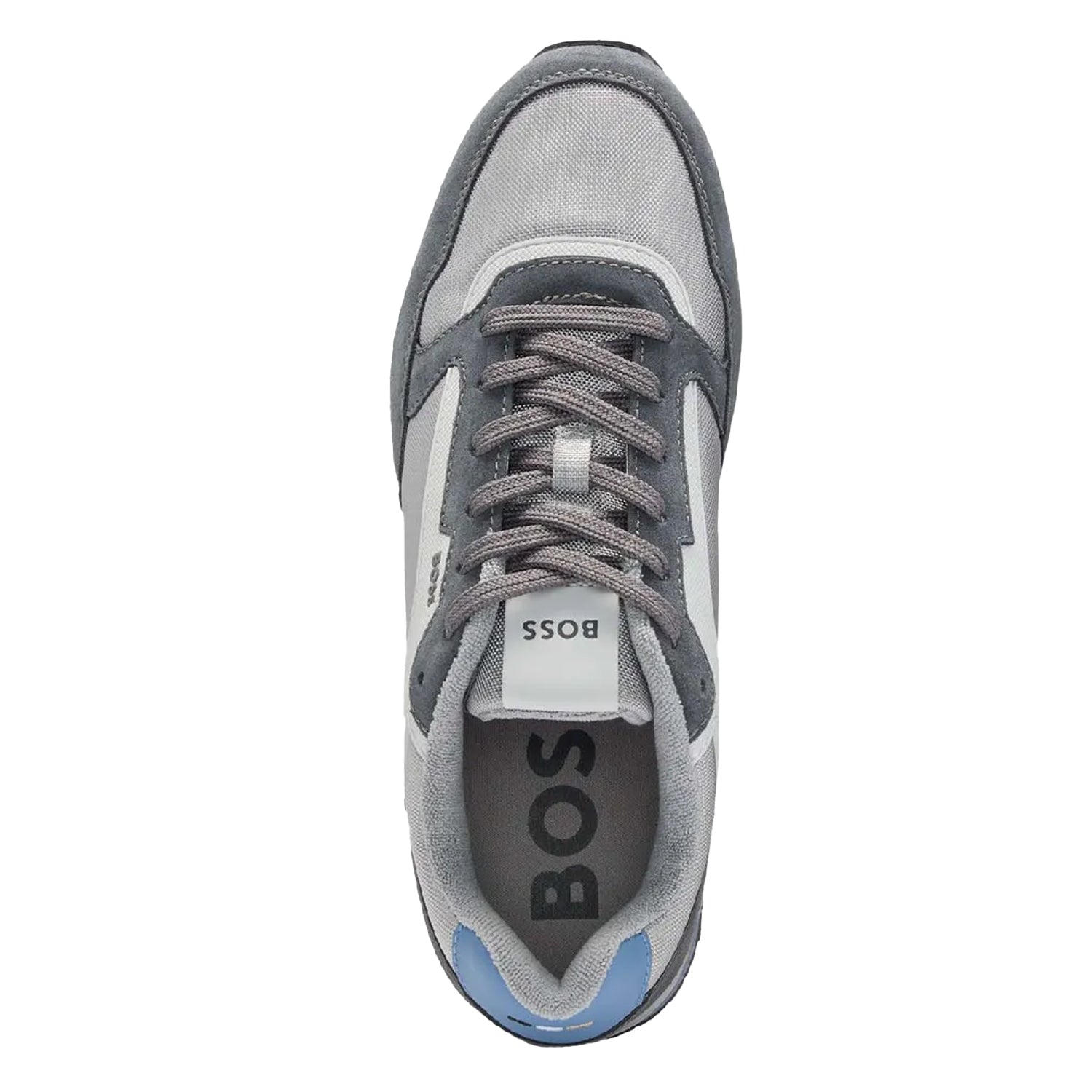 Grey - Side - Boss Mens Parkour-L Suede Trainers